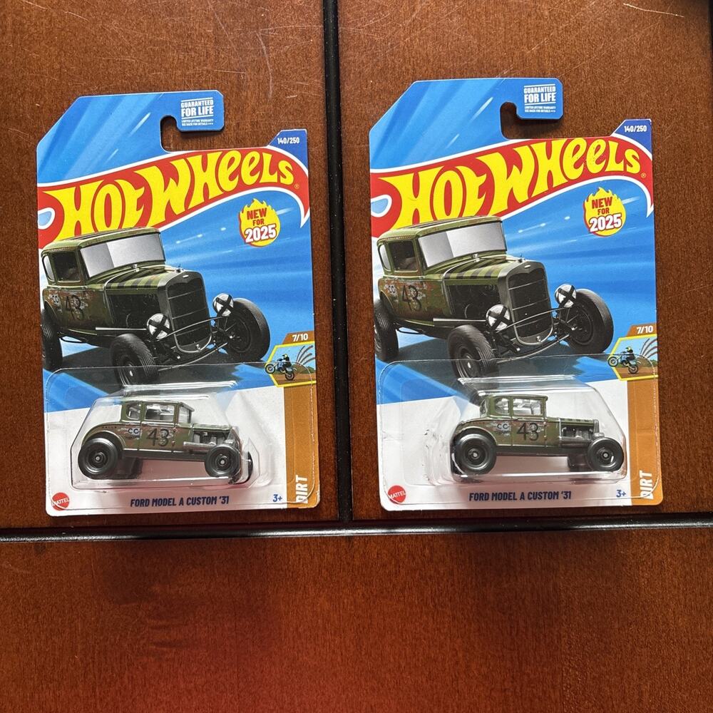 Lot Of 2 Hot Wheels 2025 M Case Ford Model A Custom ‘31 Green 43 7/10 Dirt 140